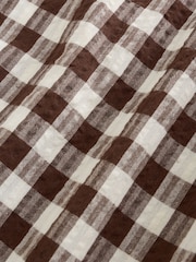 Chocolate Brown Gingham Lobster Print Straight Leg Crop Trousers - Image 4 of 4