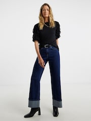 JD Williams Black Ruffle Sleeve Puff Blouse - Image 1 of 4