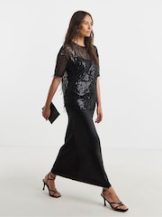 JD Williams Black Tassel Sequin Boxy Blouse - Image 1 of 4