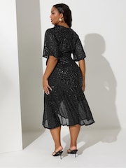 črna - Yours Curve London Sequin Wrap Dress - Slika 3 iz 4