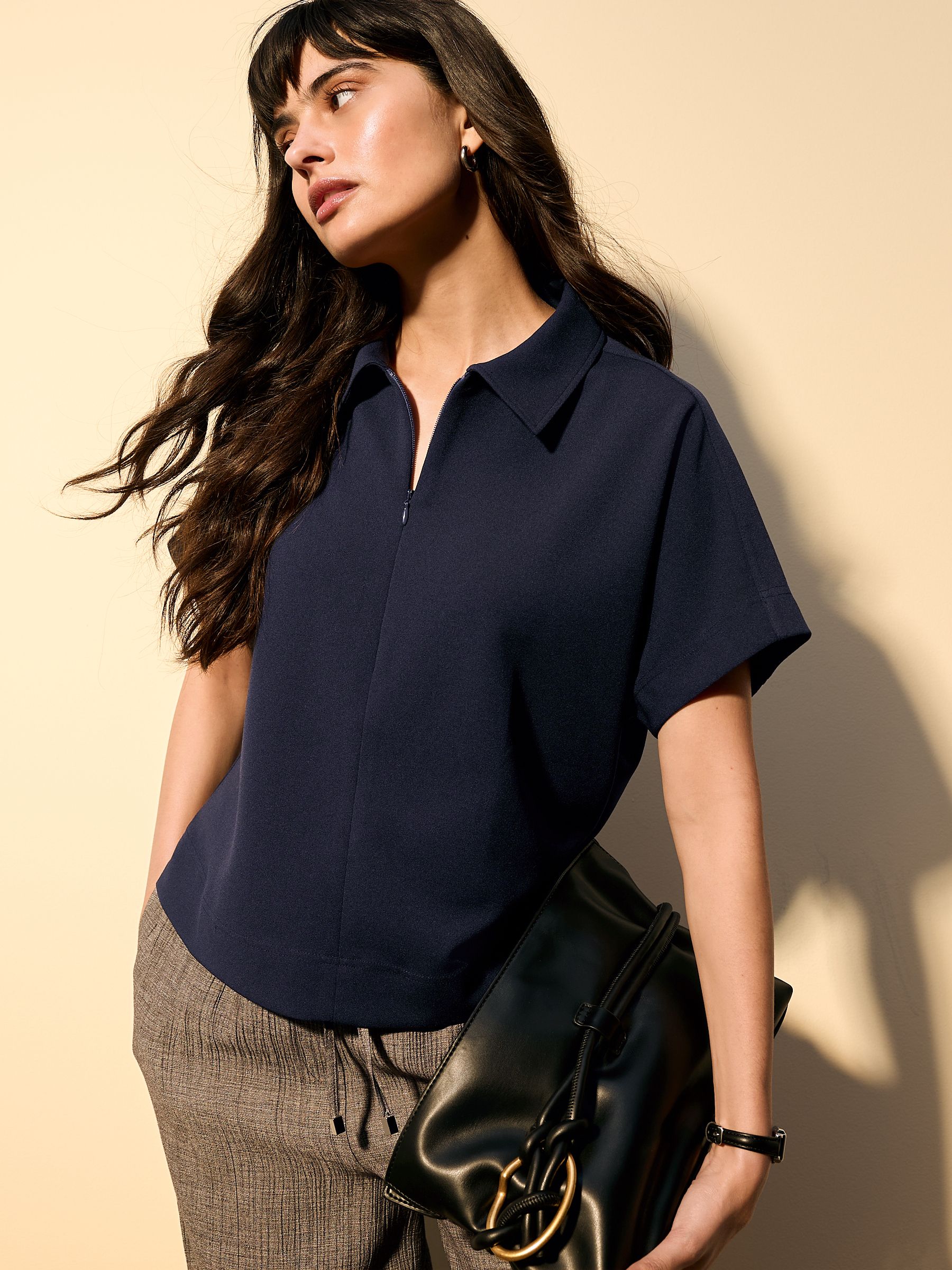 Buy Navy Blue Short Sleeved Polo Zip Top from the Next UK online shop