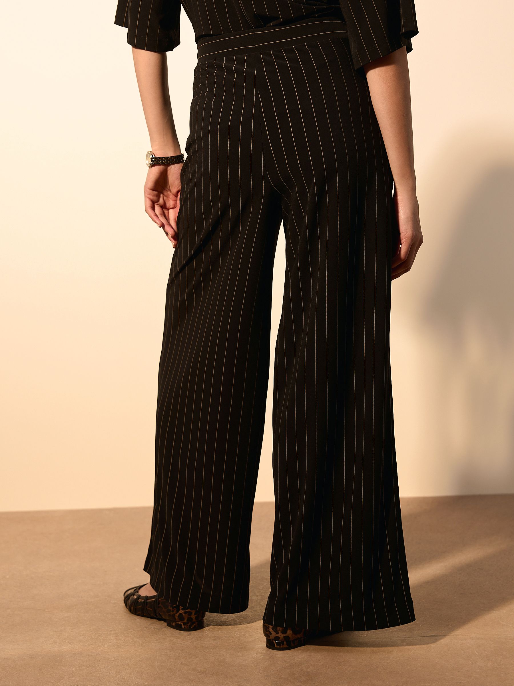Buy Black Pinstripe Wide Leg Trousers from Next USA