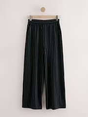 Black Pinstripe Waisted Wide Leg Trousers - Image 6 of 8