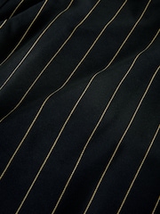 Black Pinstripe Waisted Wide Leg Trousers - Image 8 of 8