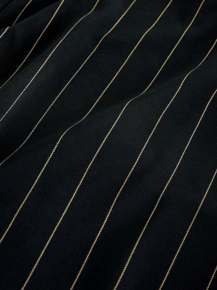 Black Pinstripe Waisted Wide Leg Trousers - Image 8 of 8