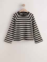 Chocolate Brown/Ecru Stripe Long Sleeve Crew Neck Jumper - Image 5 of 7