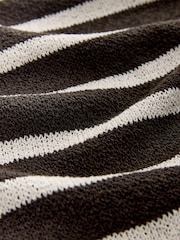 Chocolate Brown/Ecru Stripe Long Sleeve Crew Neck Jumper - Image 7 of 7