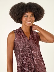 Roman Light Pink Sequin Front Pleat Vest - Image 4 of 5