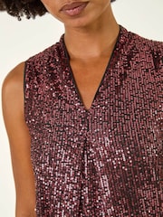 Roman Light Pink Sequin Front Pleat Vest - Image 5 of 5