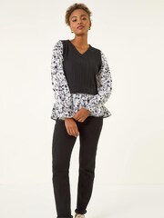 Roman Black 2in1 Snit And Woven Tunic Top - Image 1 of 5