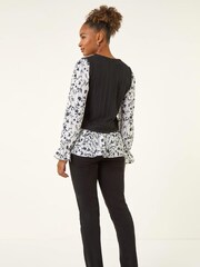 Roman Black 2in1 Snit And Woven Tunic Top - Image 2 of 5