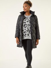Roman Black Diamond Quilt Padded Coat - Image 2 of 6