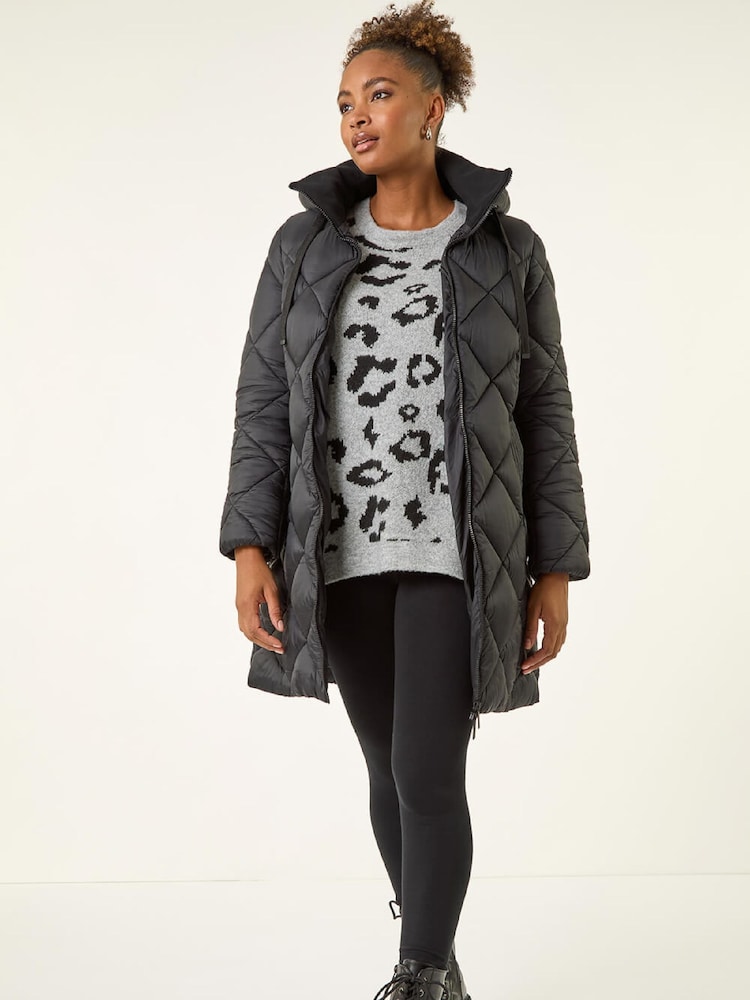Roman Black Diamond Quilt Padded Coat - Image 2 of 6