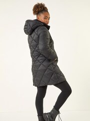 Roman Black Diamond Quilt Padded Coat - Image 3 of 6