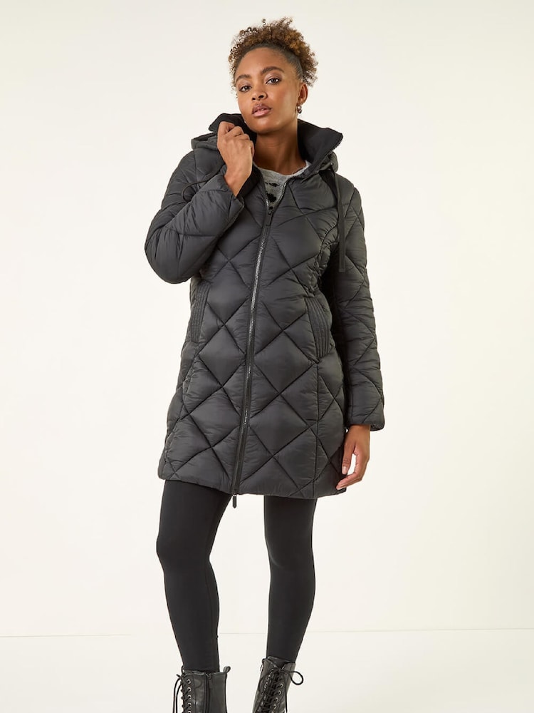 Roman Black Diamond Quilt Padded Coat - Image 6 of 6