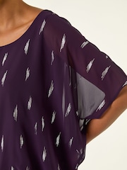 Roman Purple Foil Print Bubble Hem Blouse - Image 5 of 5