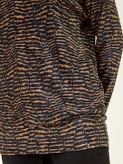 Roman Brown Animal Print Bubble Hem Tunic Top - Image 5 of 5