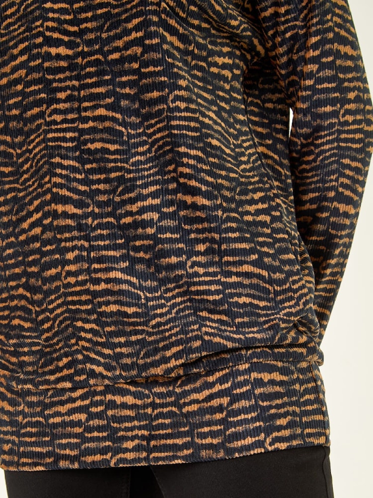 Roman Brown Animal Print Bubble Hem Tunic Top - Image 5 of 5