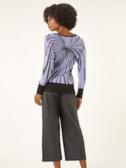 Roman Purple Shimmer Abstract Stripe Knit Jumper - Image 4 of 5