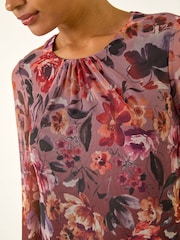 Roman Brown Floral Border Print Mesh T-Shirt - Image 5 of 5