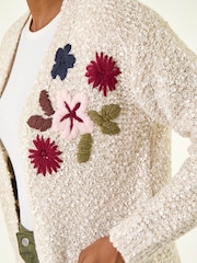 Roman White Embroidered Floral Knit Cardigan - Image 5 of 5
