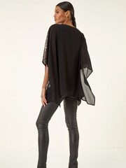 Roman Metallic Ombre Sequin Mesh Chiffon Tunic Top - Image 3 of 5