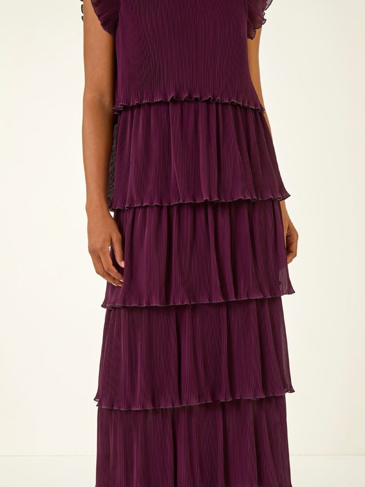 Roman High Neck Tiered Pleat Midi Dress - Slika 5 iz 5