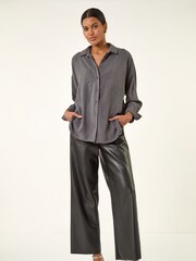 Roman Grey Hotfix Collared Longline Shirt - Image 1 of 5