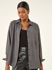 Roman Grey Hotfix Collared Longline Shirt - Image 4 of 5