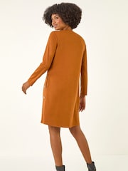 Roman Orange Side Button Detail Swing Dress - Image 3 of 5