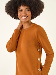 Roman Orange Side Button Detail Swing Dress - Image 4 of 5