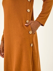 Roman Orange Side Button Detail Swing Dress - Image 5 of 5