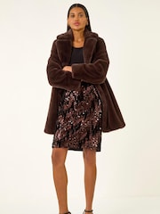 Roman Brown Embellished Velvet Stretch Skirt - Image 2 of 5