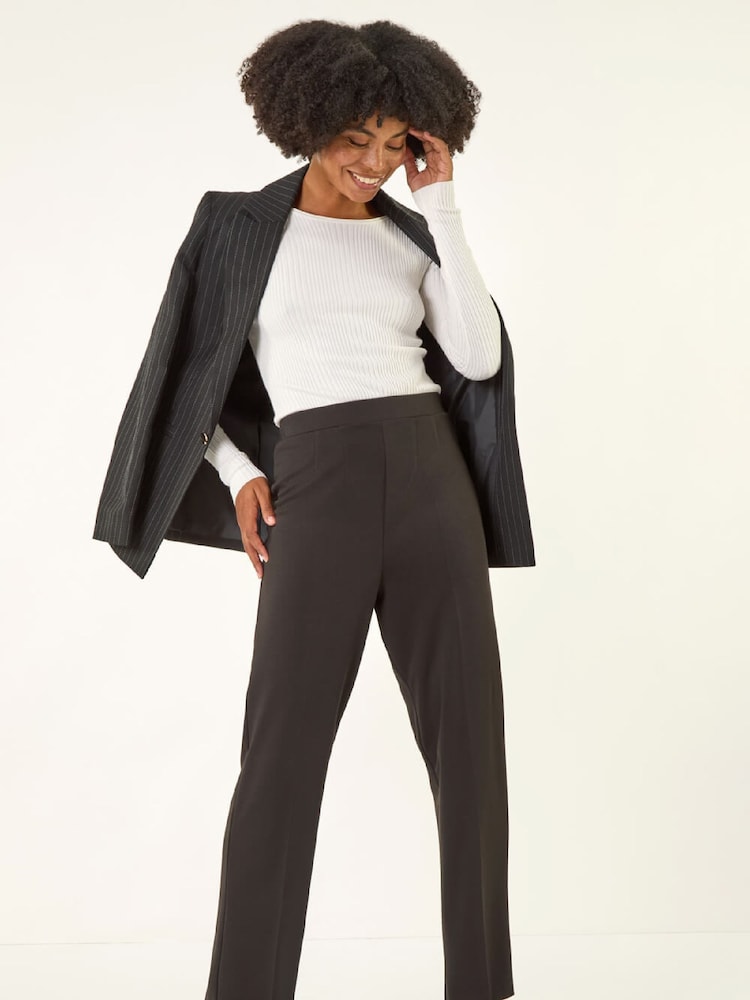Roman Black Straight Leg Ponte Stretch Trousers - Image 2 of 5