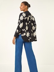Roman Black Floral Embroidered Collared Shirt - Image 3 of 5