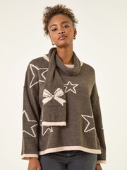Roman Grey Star Scarf Knitted Jumper Set - Image 1 of 6