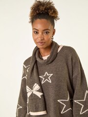 Roman Grey Star Scarf Knitted Jumper Set - Image 4 of 6