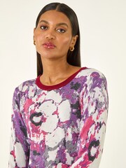 Roman Pink Floral Metallic Knit Jumper - Image 4 of 5