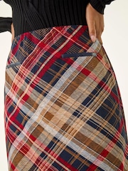 Roman Red Check Print Stretch Pencil Skirt - Image 5 of 5