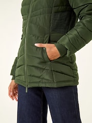 Roman Green Faux Fur Hooded Quilt Coat - Image 5 of 5