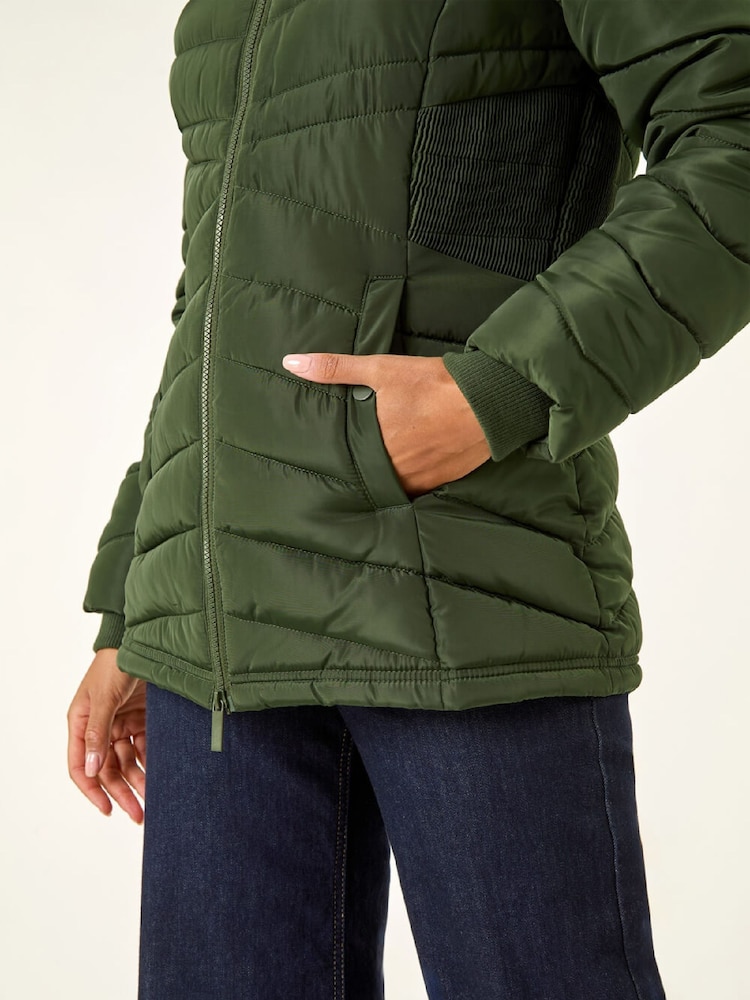 Roman Green Faux Fur Hooded Quilt Coat - Image 5 of 5