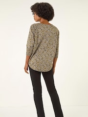 Roman Yellow Spot Print Snit Jersey Tunic Top - Image 4 of 5