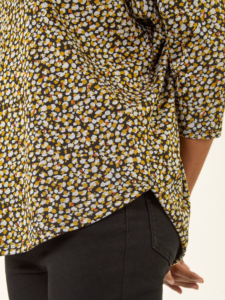 Roman Yellow Spot Print Snit Jersey Tunic Top - Image 5 of 5 Roman Yellow Spot Print Snit Jersey Tunic Top - Image 5 of 5