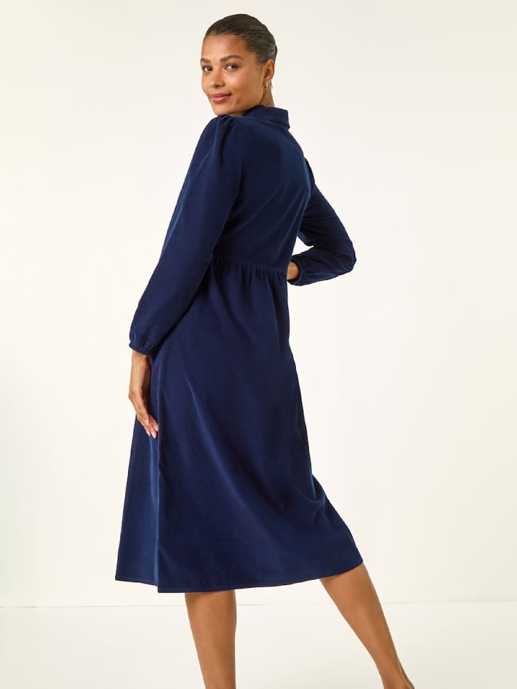 Buy Roman Blue Corduroy Zip Detail Midi Dress from the Next UK online shop