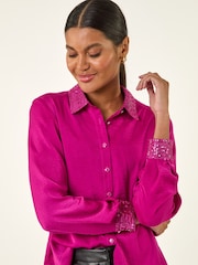 Rosa - Roman Sequin Collar and Cuff Shirt - Imagen 3 de 5