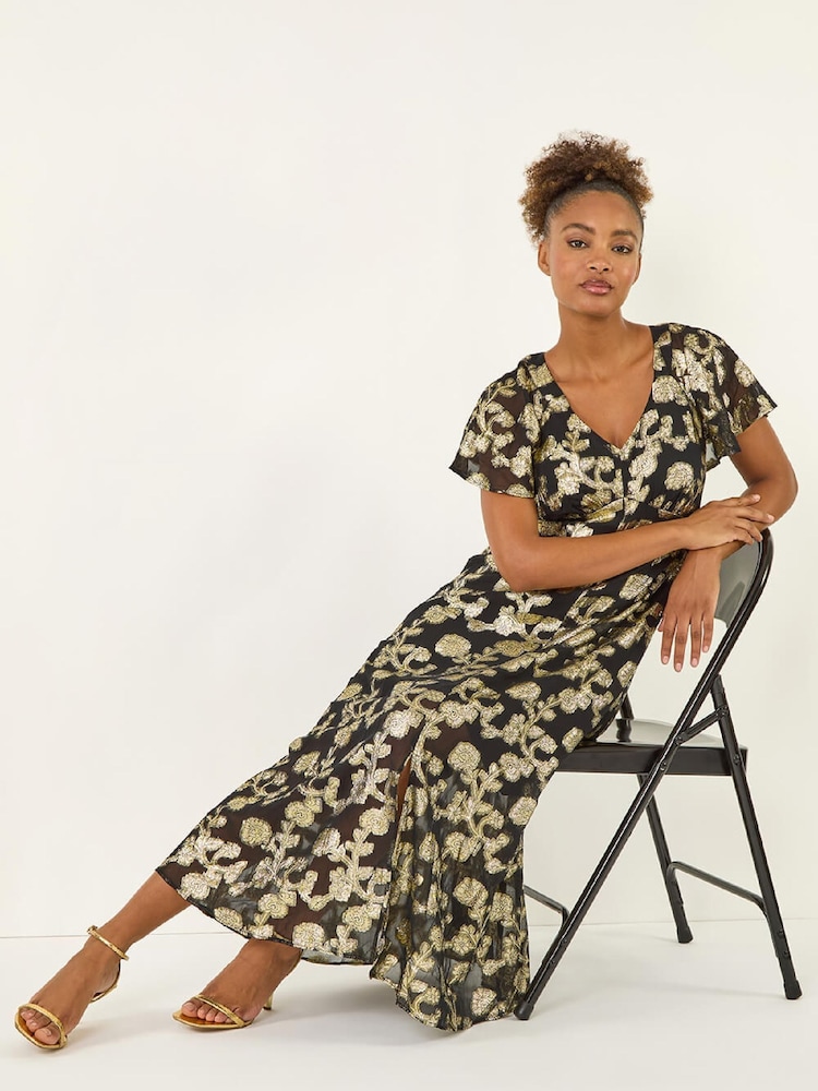 Roman Burnout Floral Frill Midi Dress - Slika 1 iz 5
