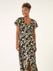 Roman Burnout Floral Frill Midi Dress - Slika 4 iz 5