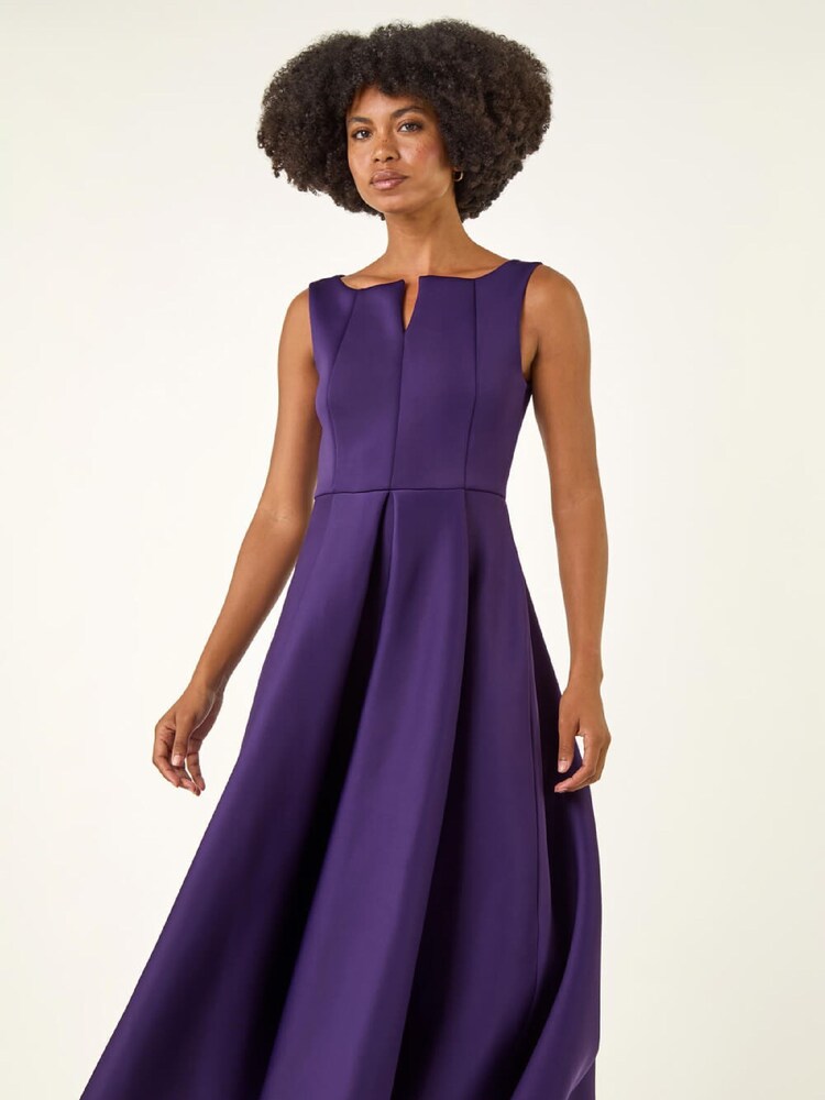 Roman Purple Notch Neck Premium Stretch Dress - Image 2 of 5 Roman Purple Notch Neck Premium Stretch Dress - Image 2 of 5