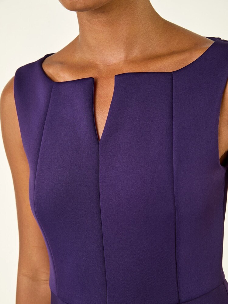 Roman Purple Notch Neck Premium Stretch Dress - Image 5 of 5