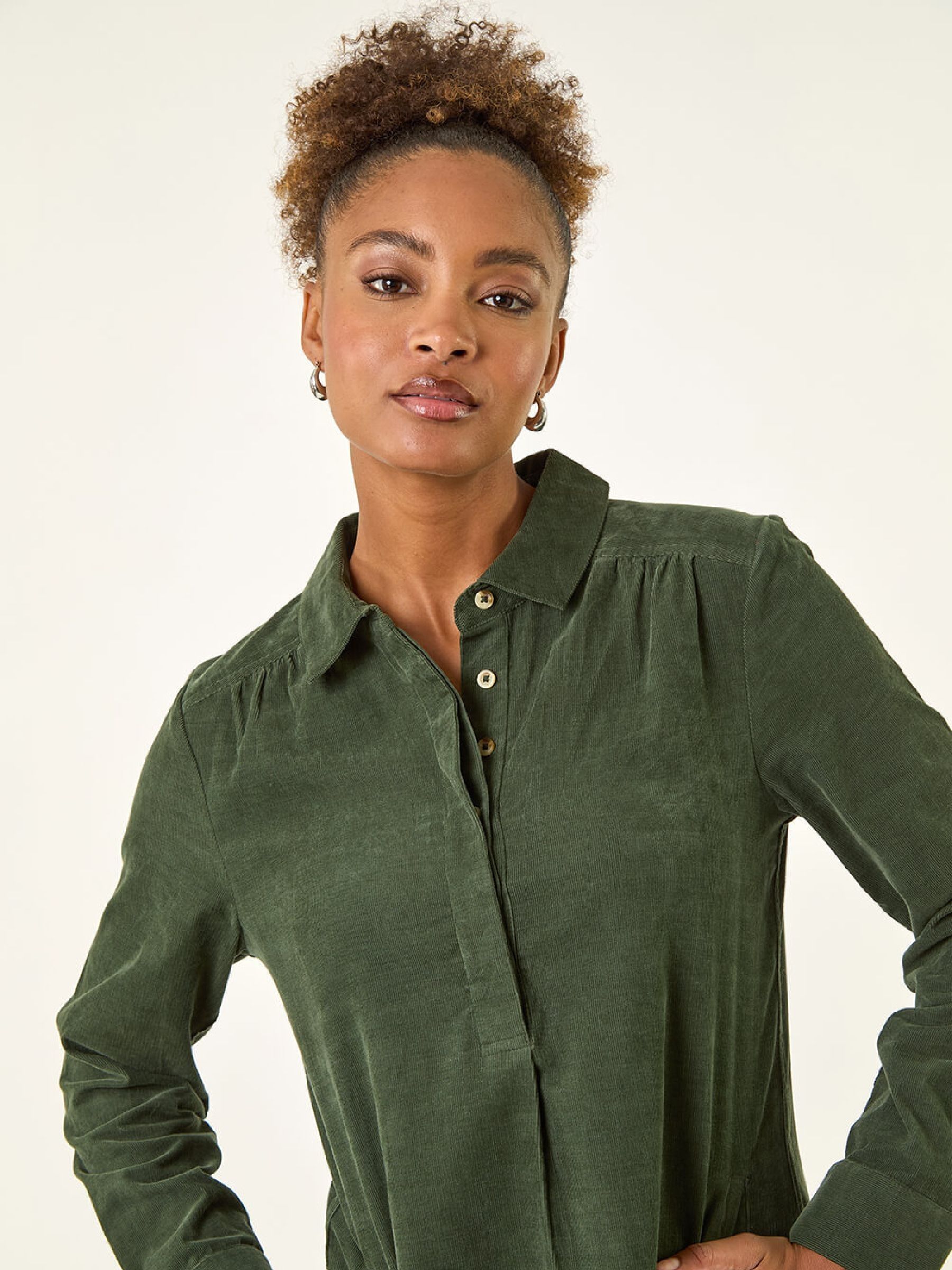 Buy Roman Green Corduroy Tunic Shirt Dress from Next USA